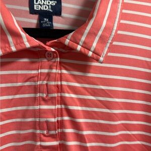 Lands' End Pink and White Striped Polo